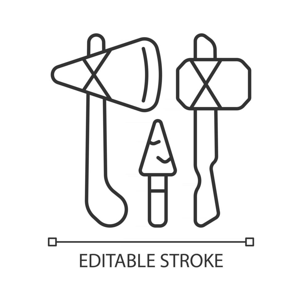 Lineares Symbol für Steinzeitwaffen vektor