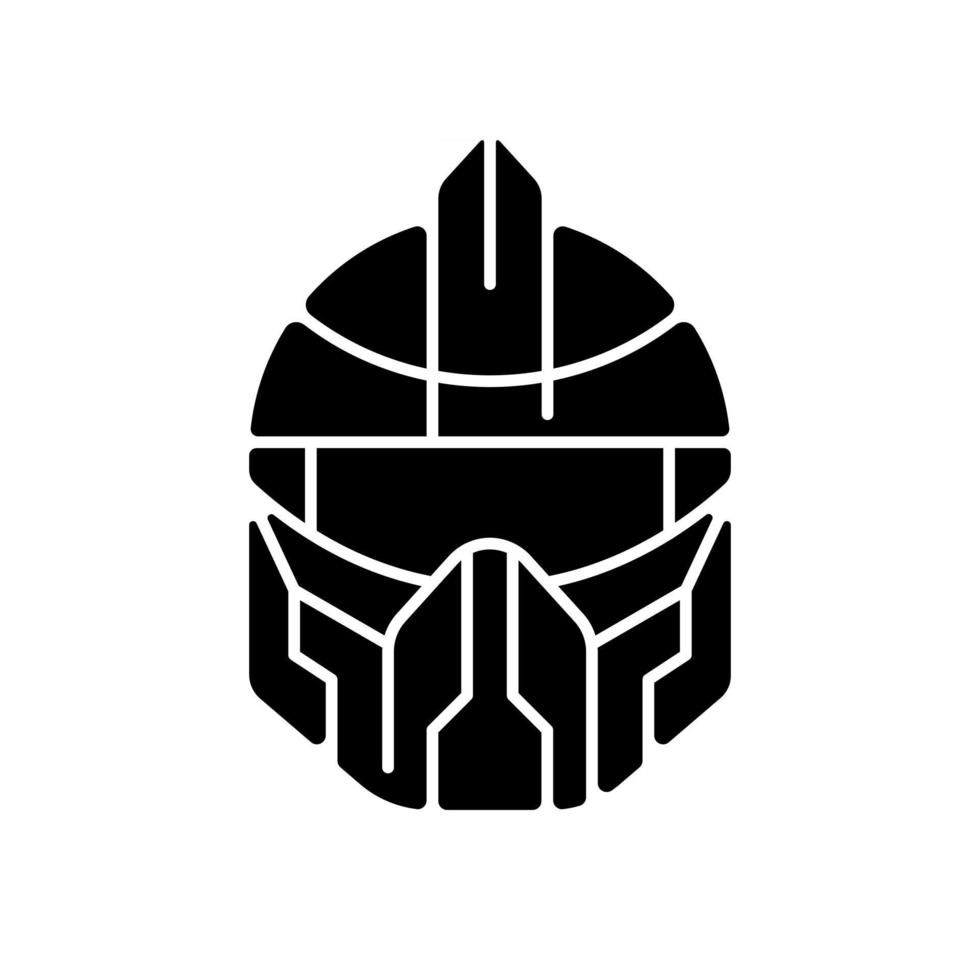 futuristischer Helm schwarzes Glyphensymbol vektor