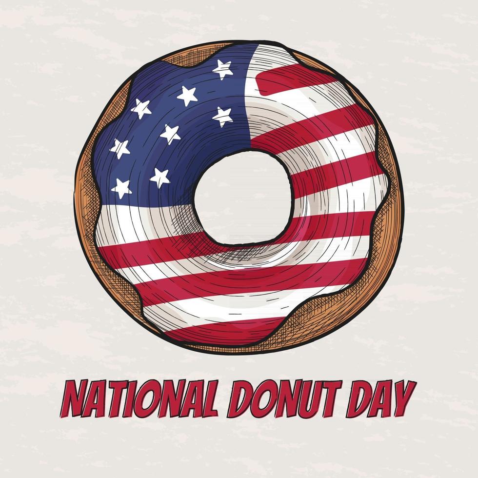 glasierter Donut mit der Flagge der USA vektor