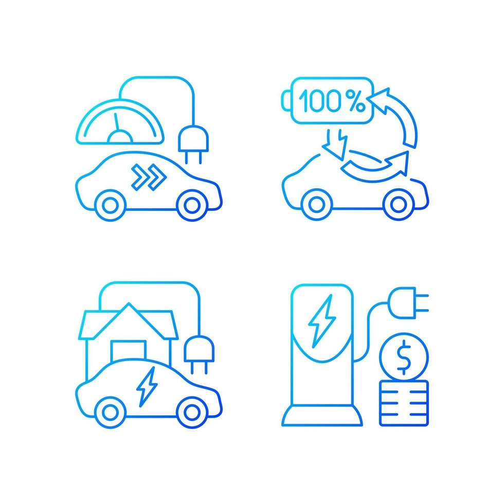 Elektrofahrzeug Ladegradient lineare Vektorsymbole gesetzt vektor