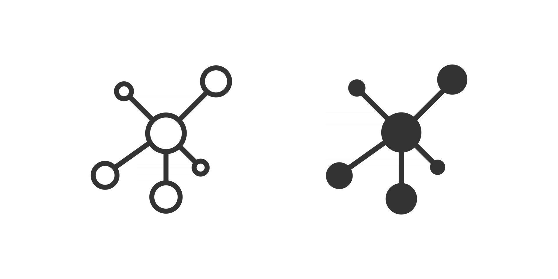 Hub-Netzwerkverbindungslinienvektor-Symbol auf weißem Hintergrund vektor