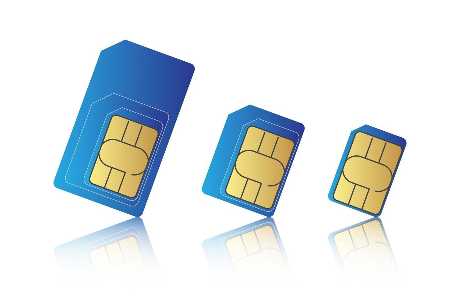 Handy-SIM-Kartensatz Standard-Mikro- und Nano-SIM-Kartenvektorillustration vektor