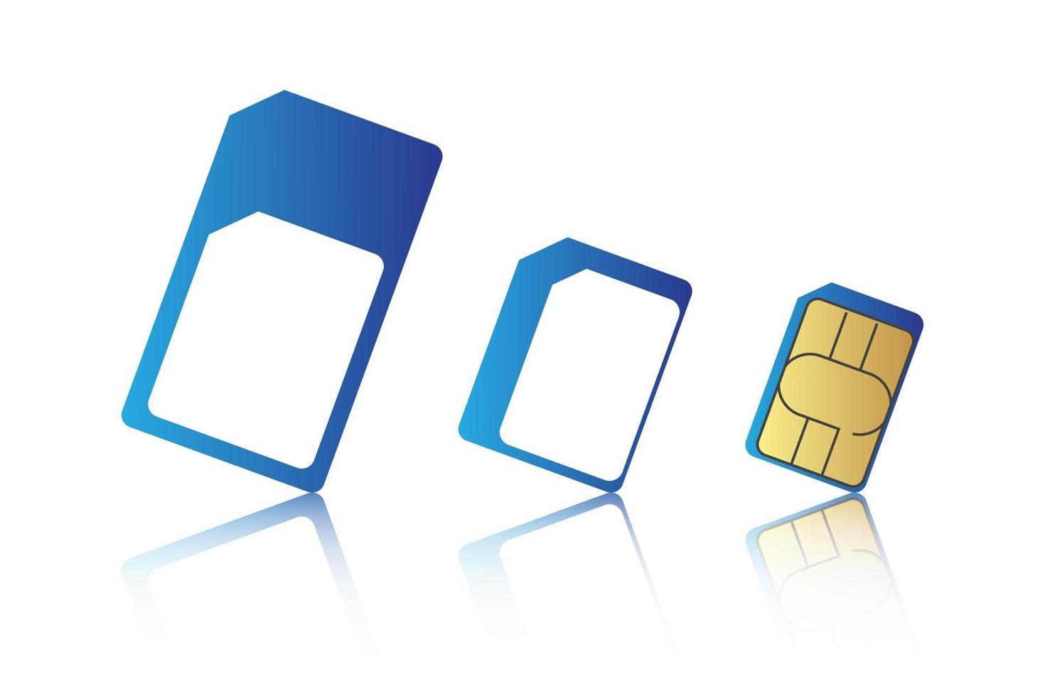 mobiltelefon SIM-kort som standard mikro- och nano-SIM-kort vektorillustration vektor