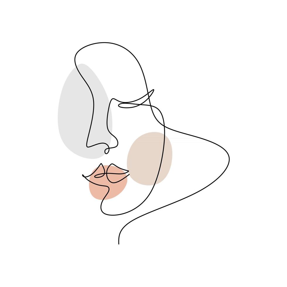 durchgehende eine Linie des abstrakten Gesichtes der Frau isoliert auf weißem Hintergrund vektor