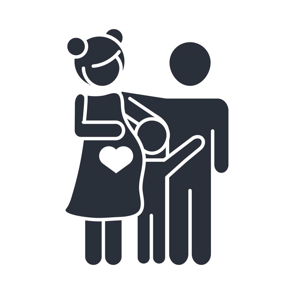 Schwangere Vater und kleiner Sohn Familientag Symbol im Silhouette-Stil vektor