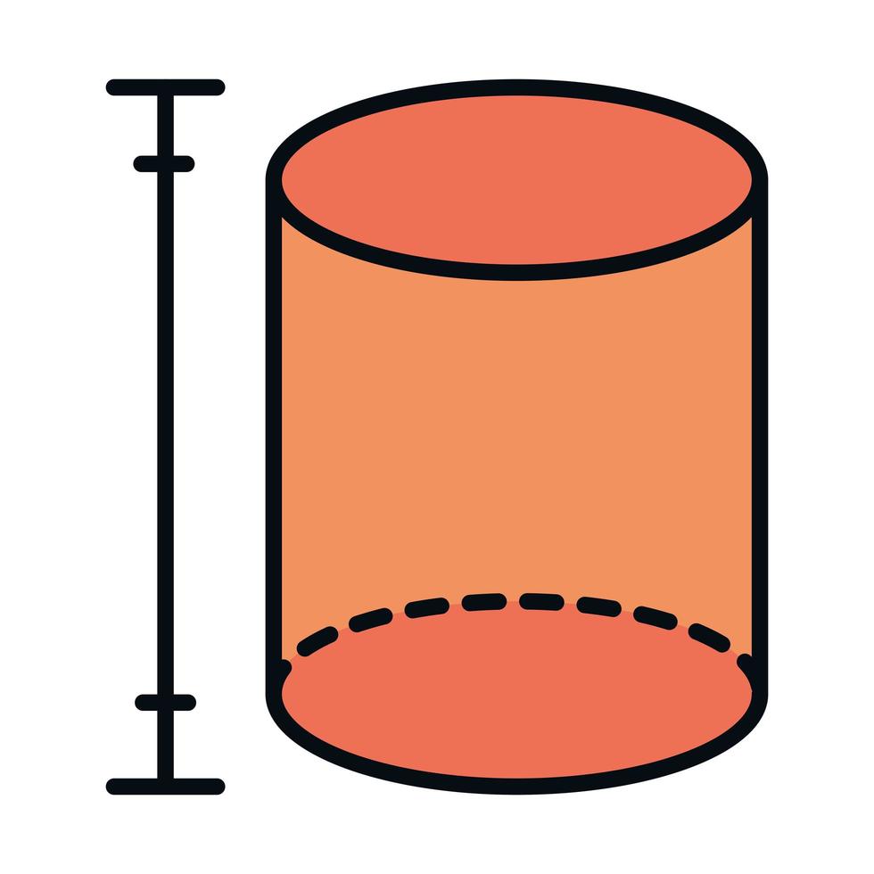 Mathematikunterricht Schule Wissenschaft Geometrie Zylinder Figur Linie und Füllstil-Symbol vektor