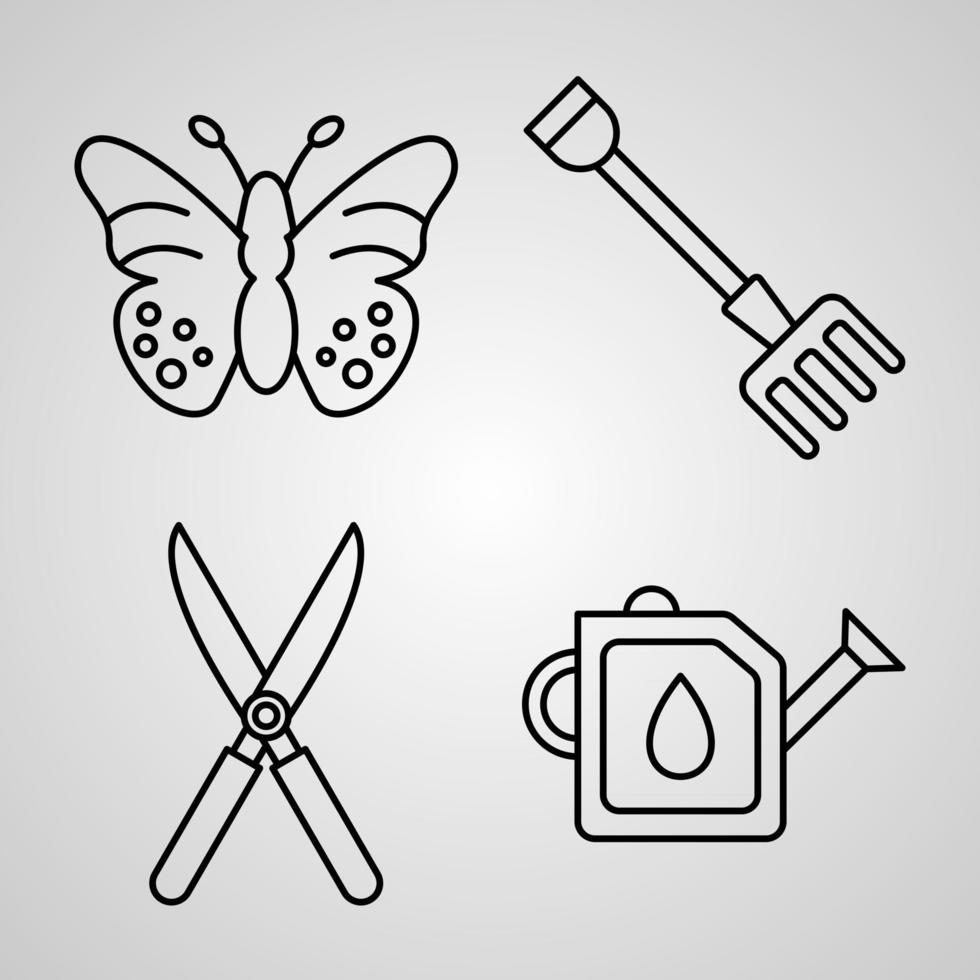 einfaches Icon-Set von Symbolen für die Landwirtschaft und den Garten vektor