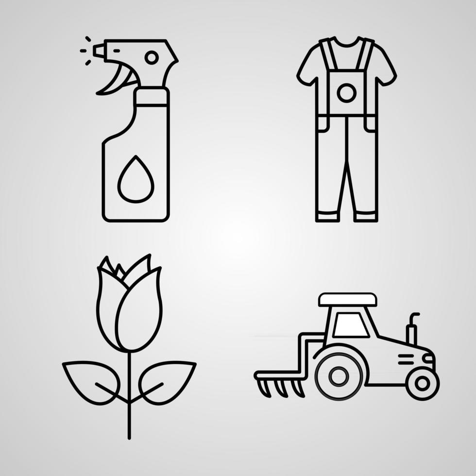 uppsättning av jordbruk och trädgårdsskötsel ikoner vektorillustration isolerad på vit bakgrund vektor