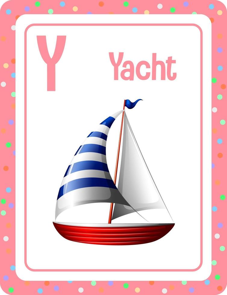 Alphabet Karteikarte mit Buchstaben y für Yacht vektor