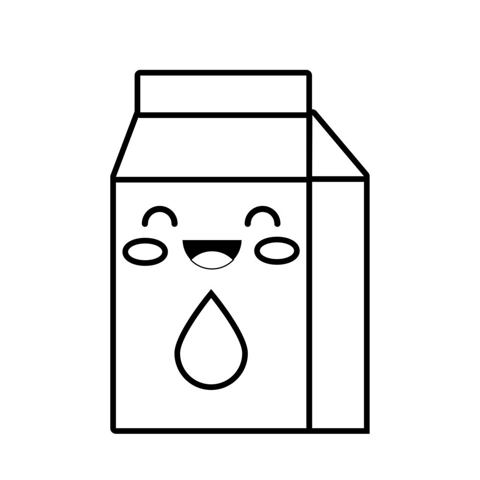 Milchboxverpackung im Kawaii-Linienstil vektor