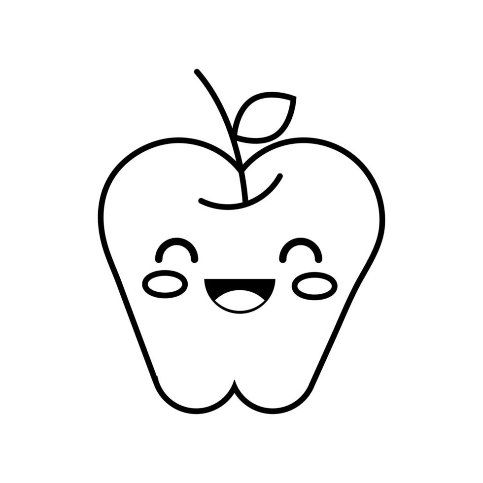 frischer Apfel Kawaii-Linienstil vektor