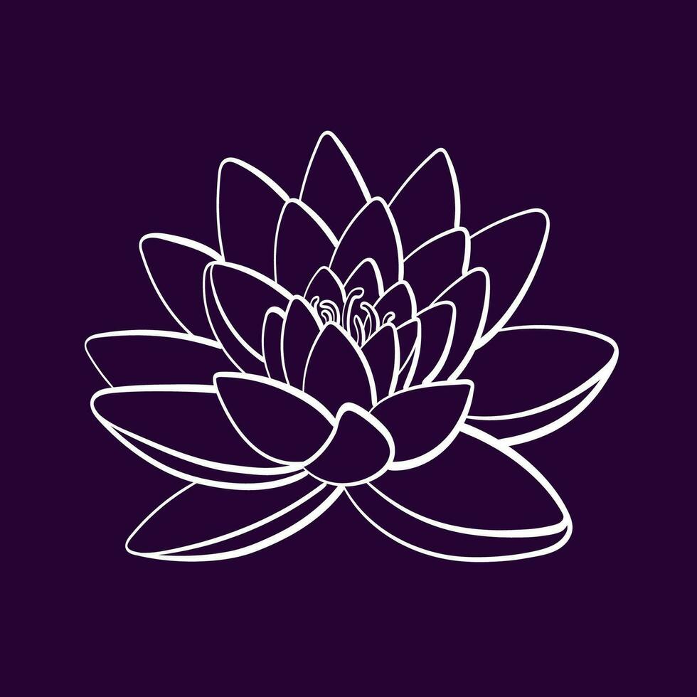 lotus blomma. vektor konst linje symbol. vatten lilja