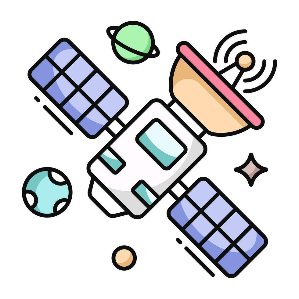 en platt design ikon av satellit maträtt vektor