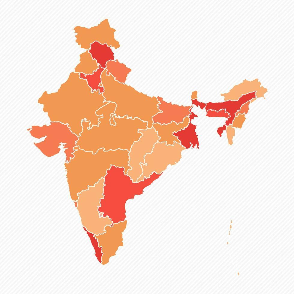 färgrik Indien dividerat Karta illustration vektor