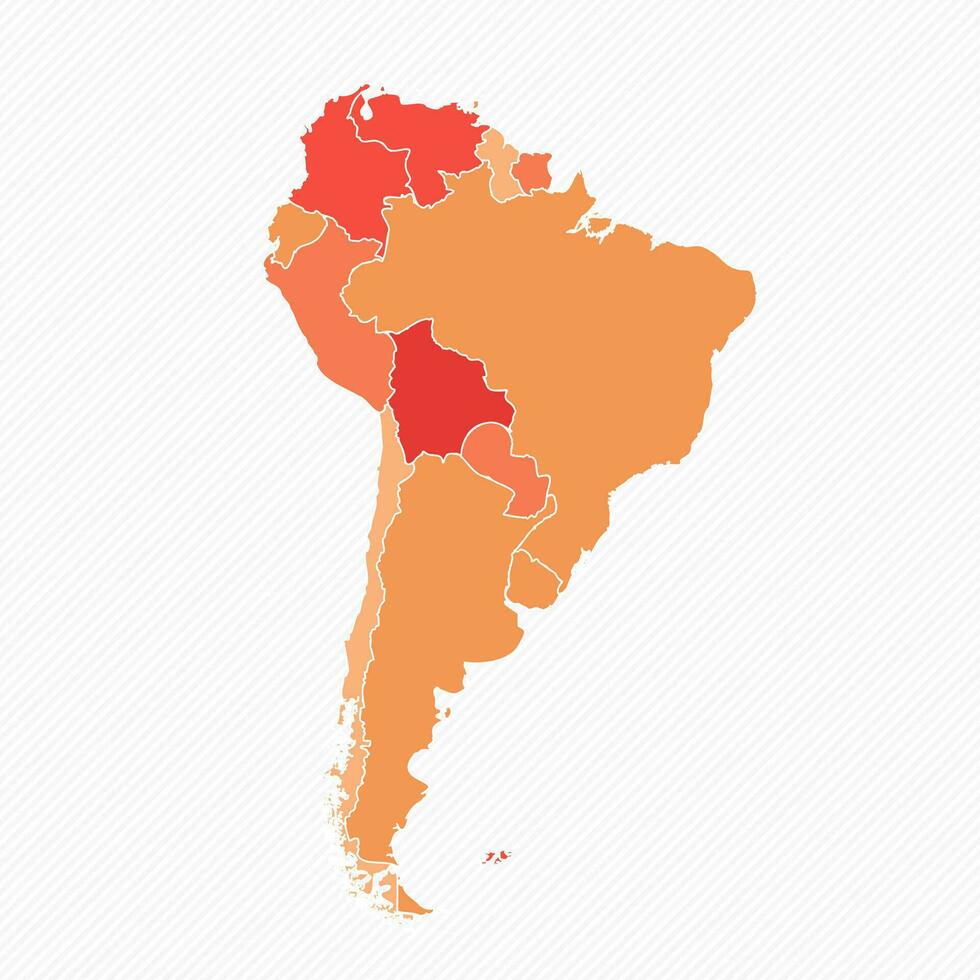 färgrik söder Amerika dividerat Karta illustration vektor