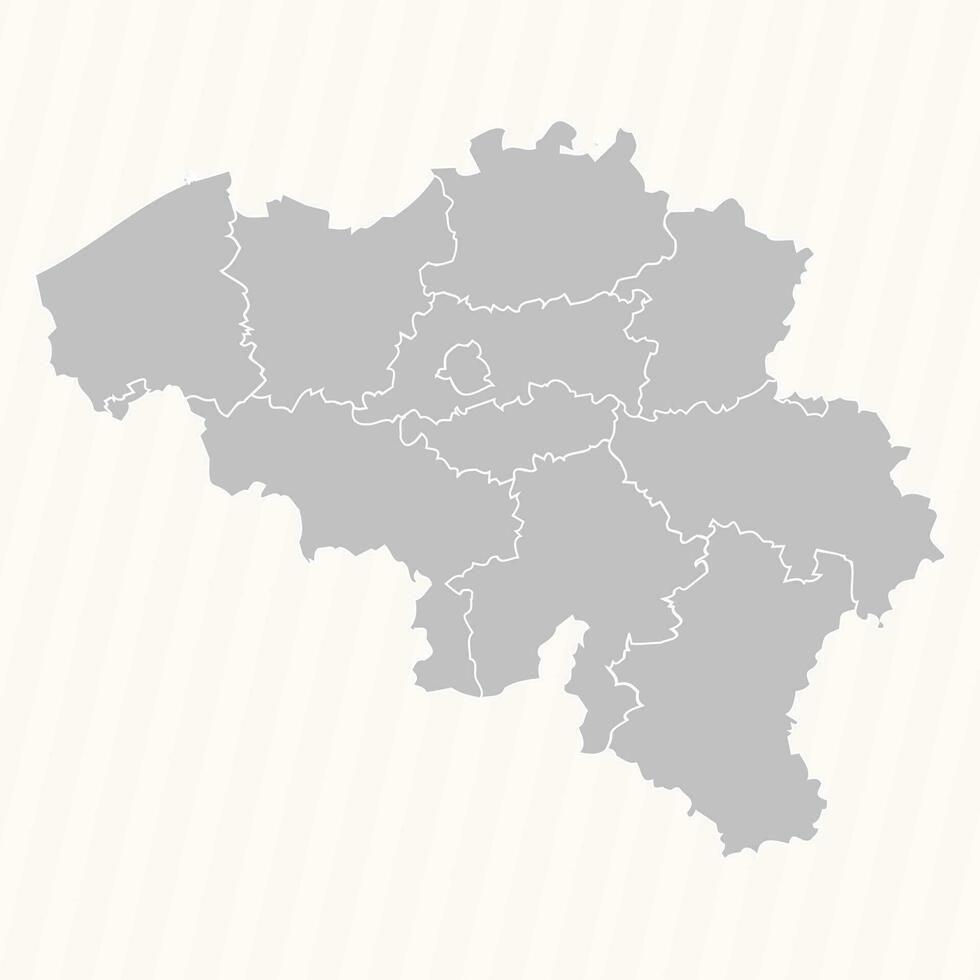 detaljerad Karta av belgien med stater och städer vektor