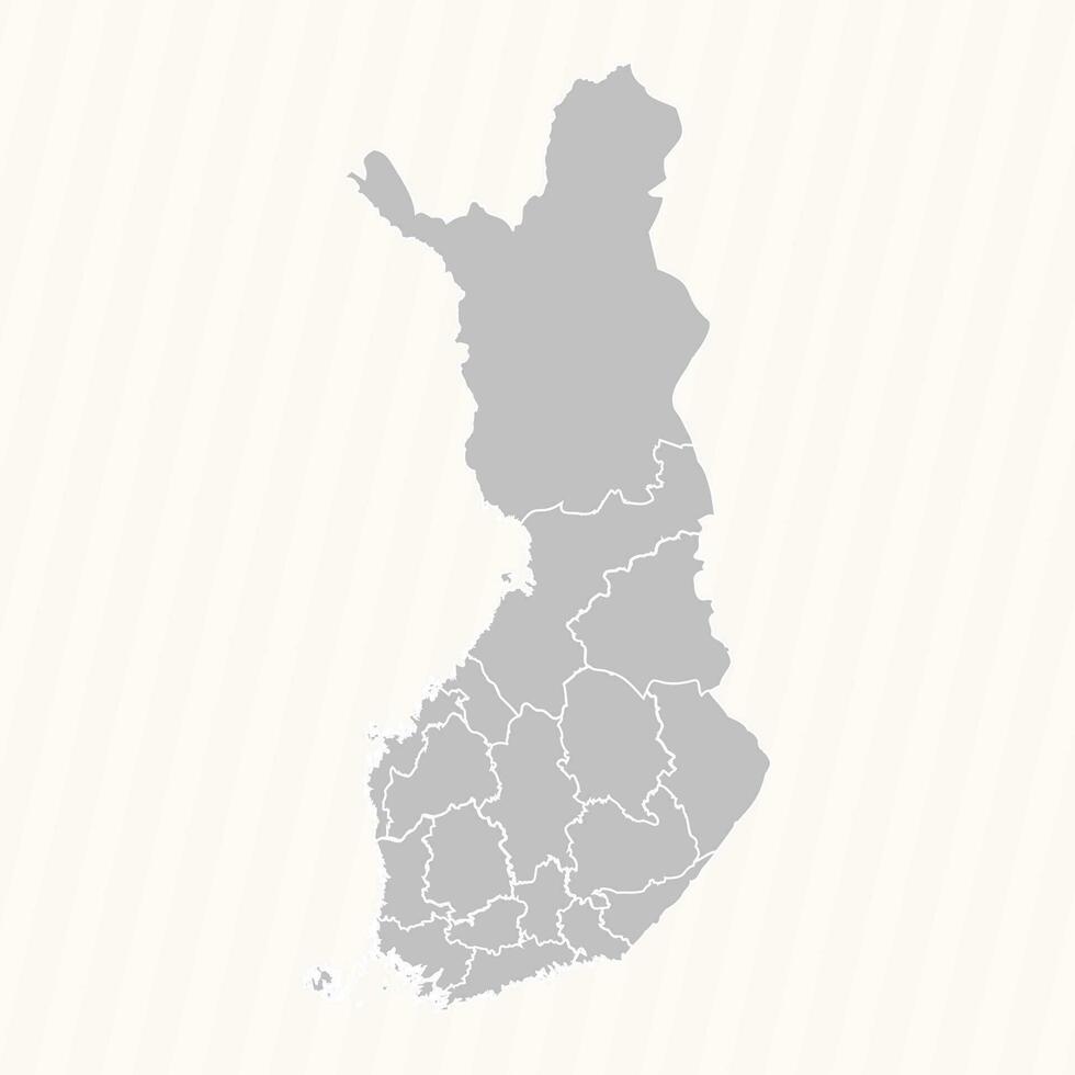 detaljerad Karta av finland med stater och städer vektor