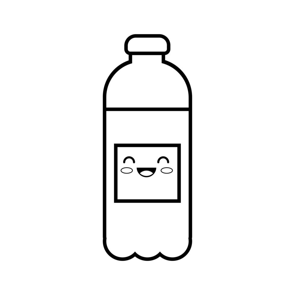 Wasserflasche Kawaii Line Style vektor
