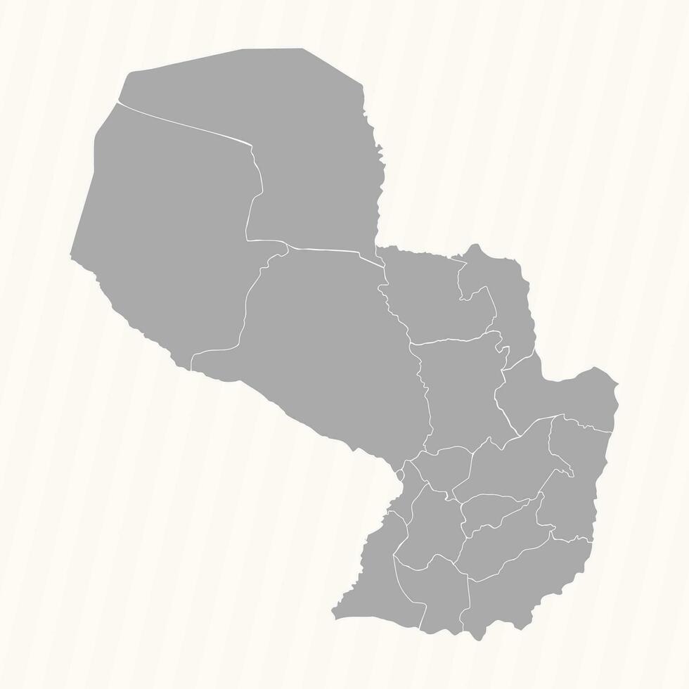 detailliert Karte von Paraguay mit Zustände und Städte vektor
