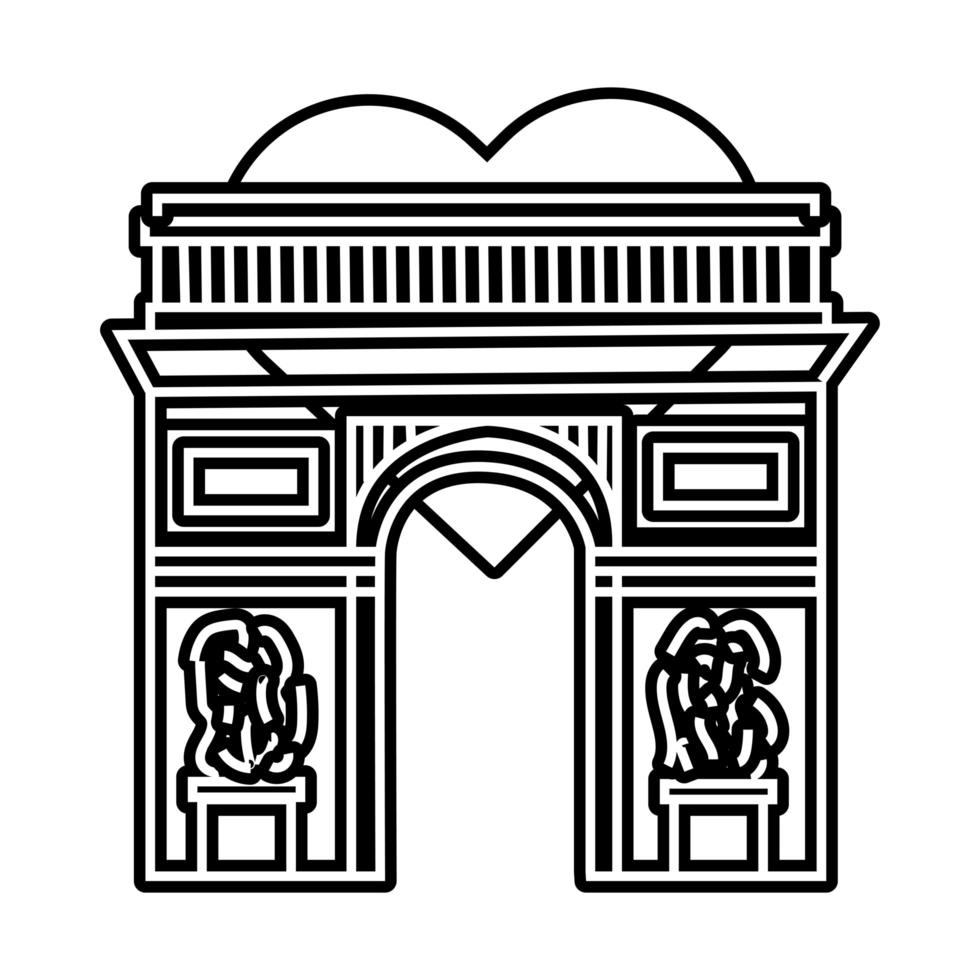 båge av triumf Frankrike monument linje stilikon vektor