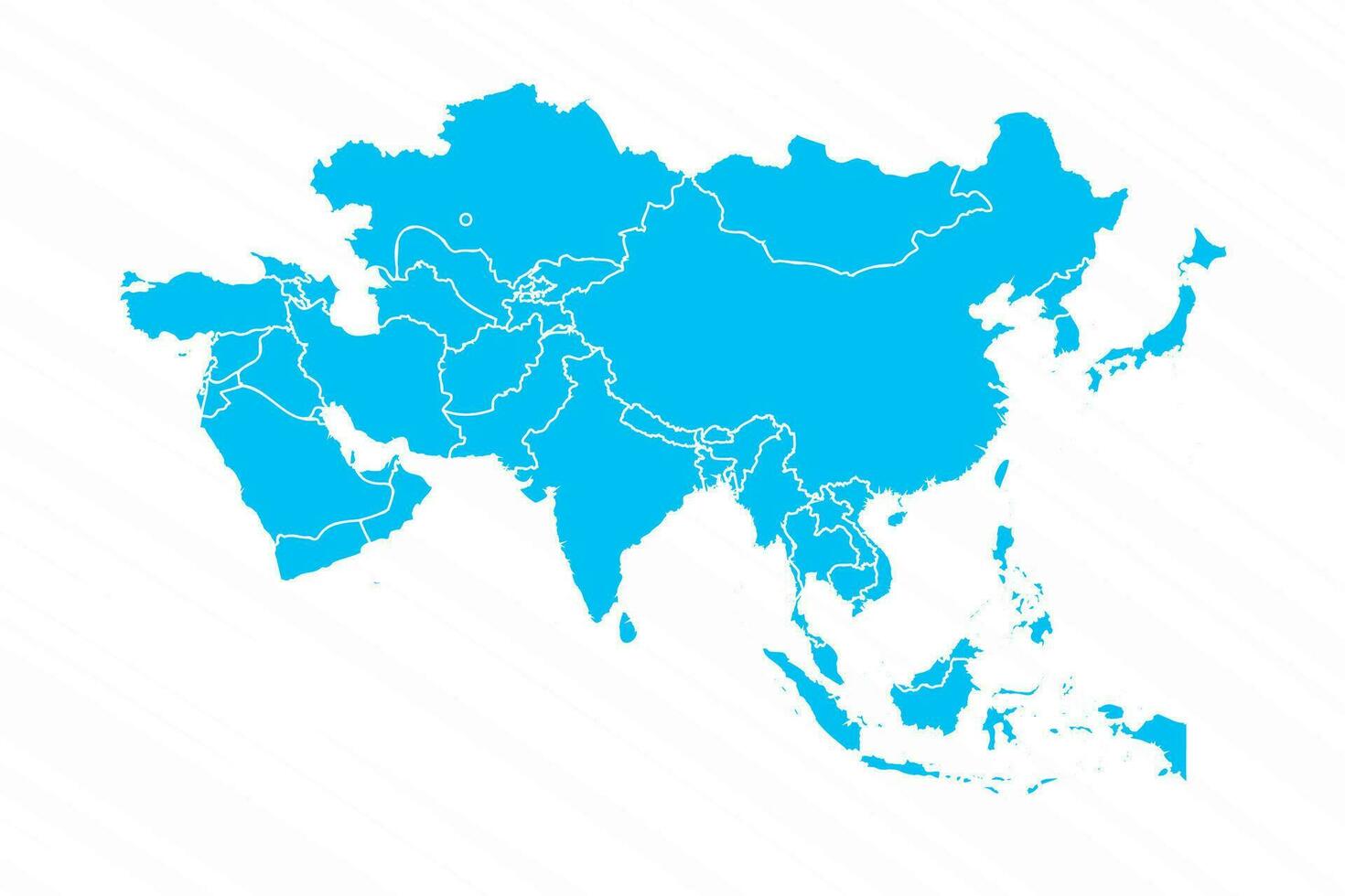 platt design Karta av Asien med detaljer vektor