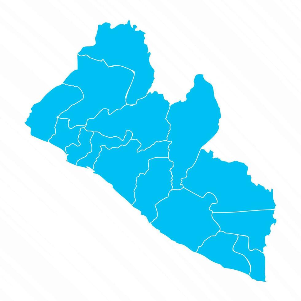 platt design Karta av Liberia med detaljer vektor