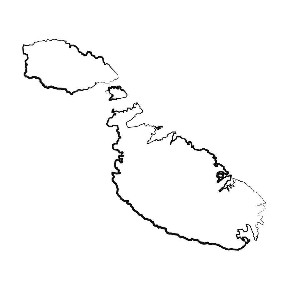 Hand gezeichnet gefüttert Malta einfach Karte Zeichnung vektor