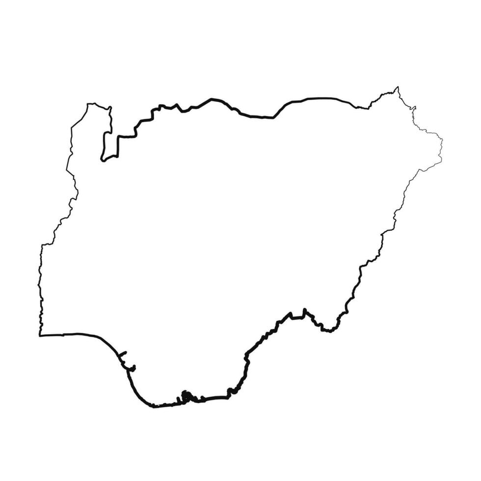 hand dragen fodrad nigeria enkel Karta teckning vektor