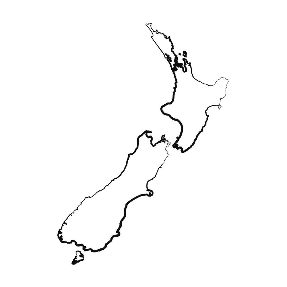 Hand gezeichnet gefüttert Neu Neuseeland einfach Karte Zeichnung vektor