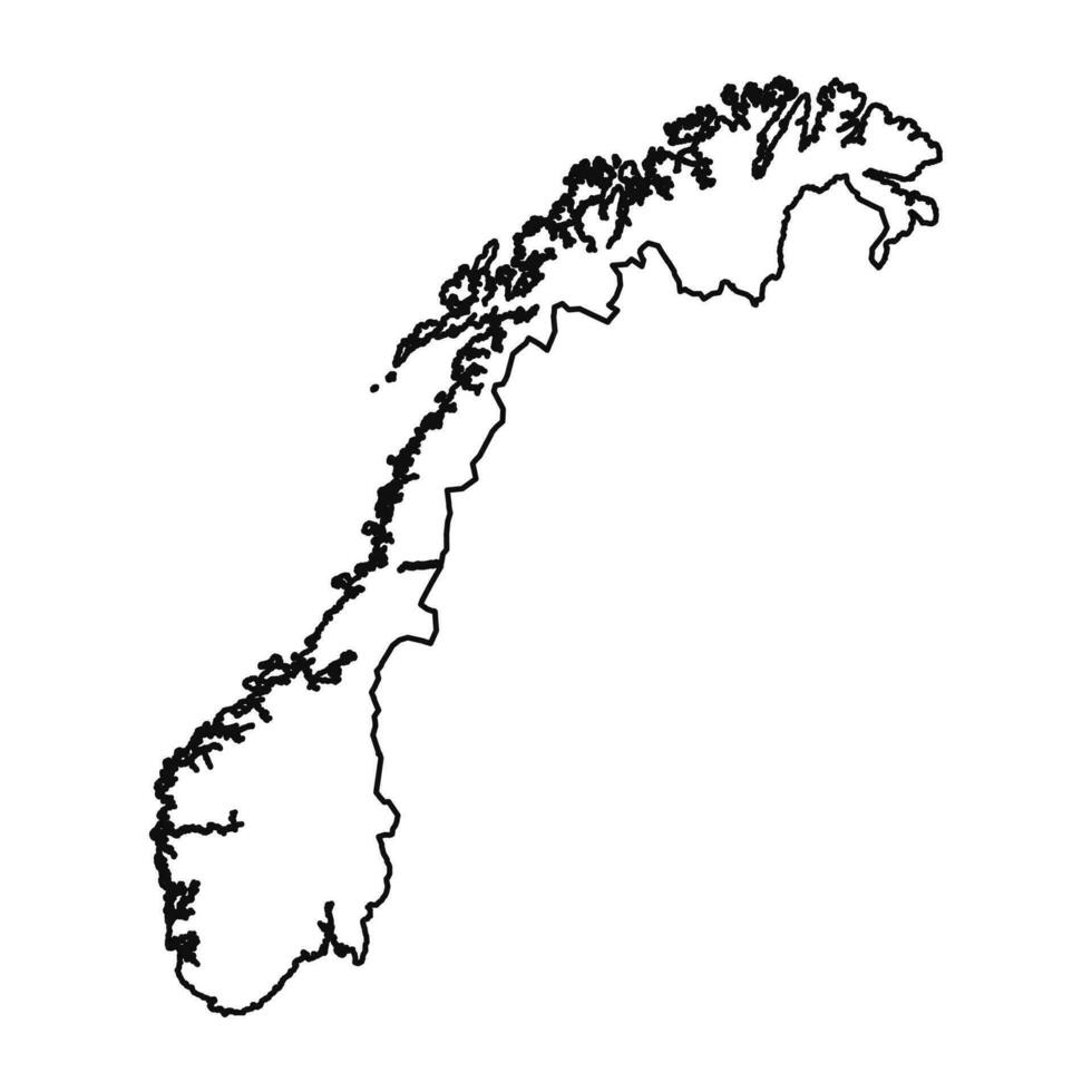 hand dragen fodrad Norge enkel Karta teckning vektor