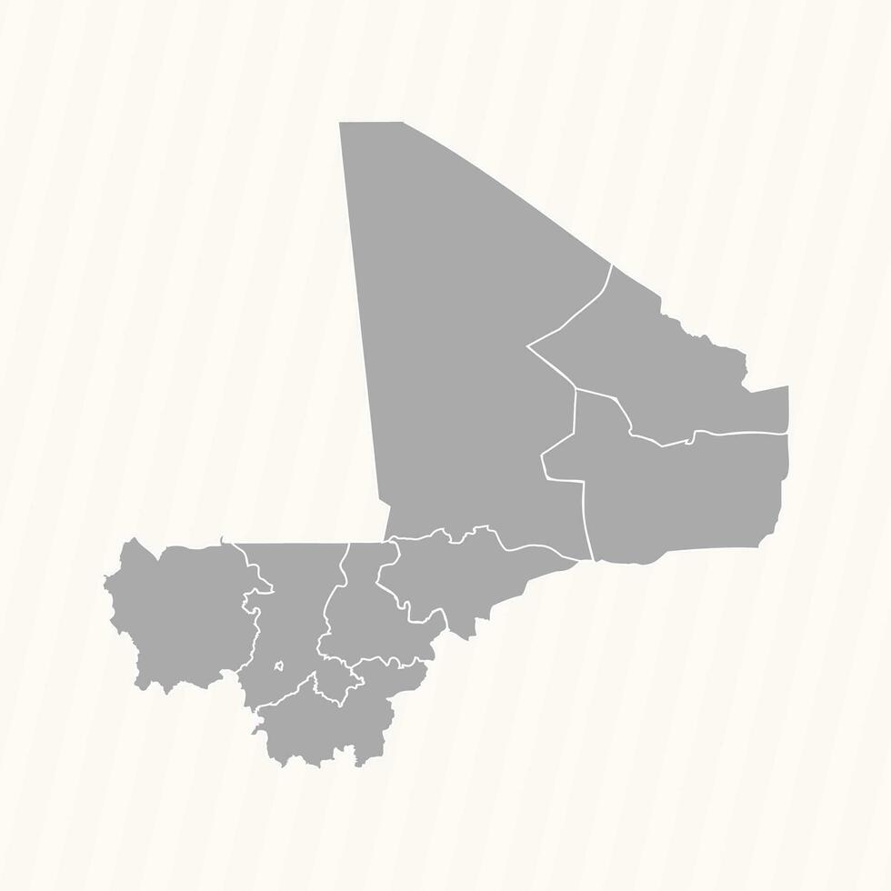 detailliert Karte von Mali mit Zustände und Städte vektor