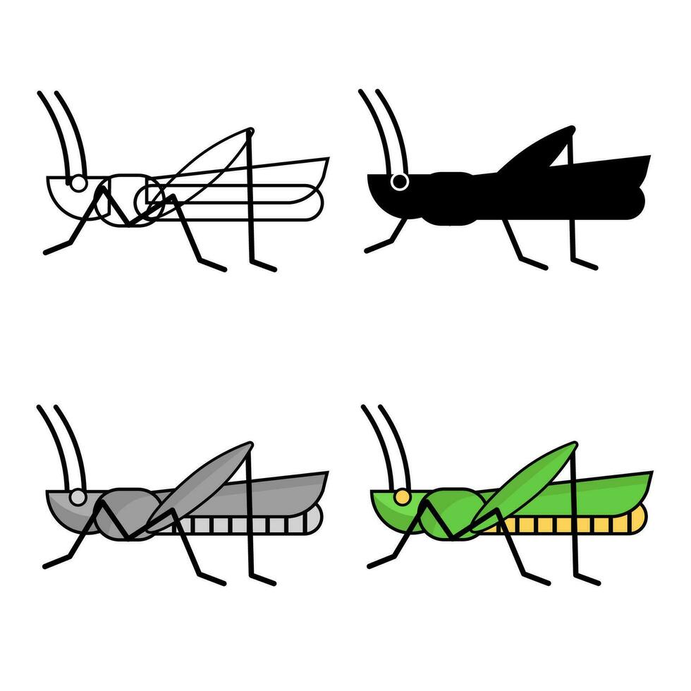abstrakt platt gräshoppa insekt silhuett illustration vektor