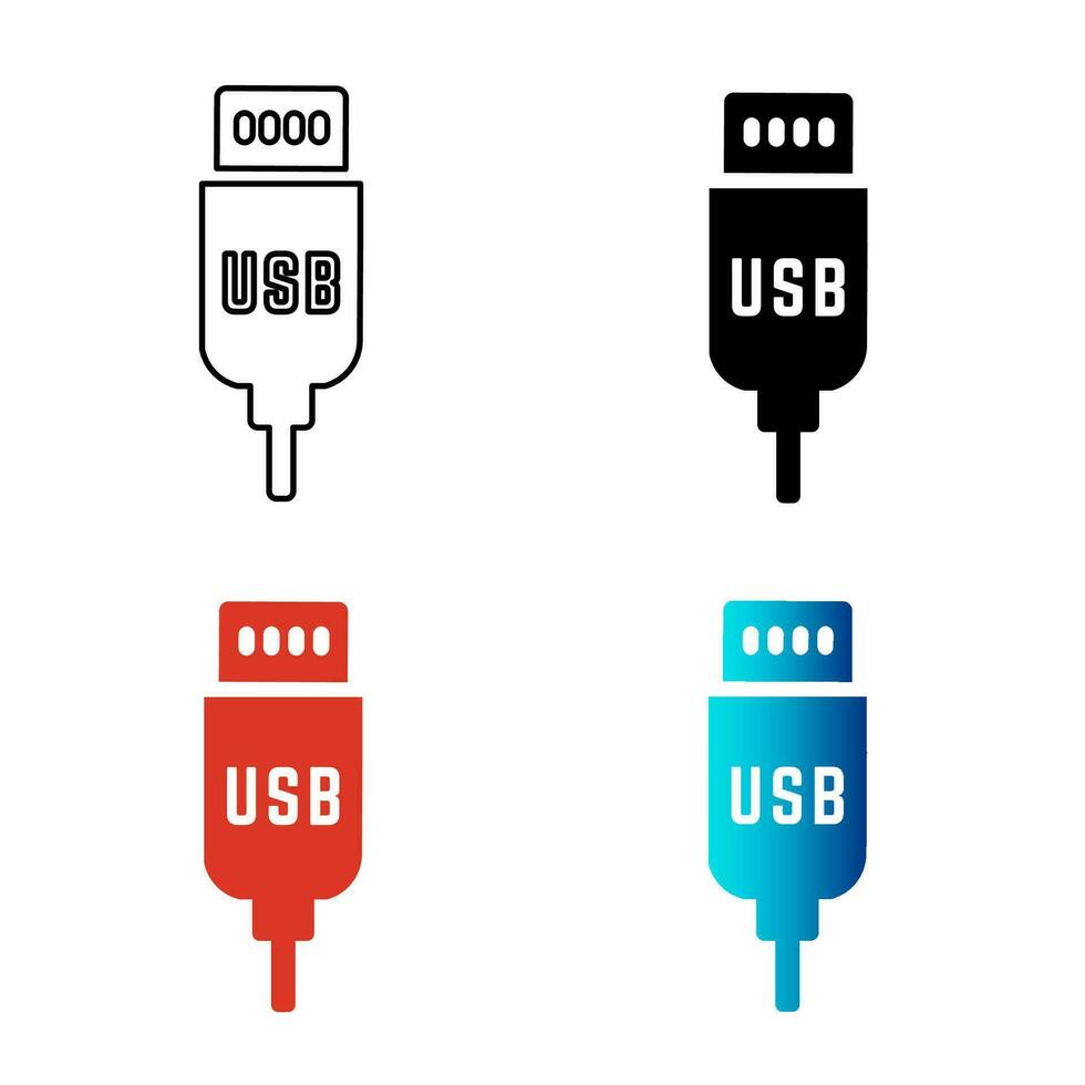 abstrakt USB Kabel Silhouette Illustration vektor