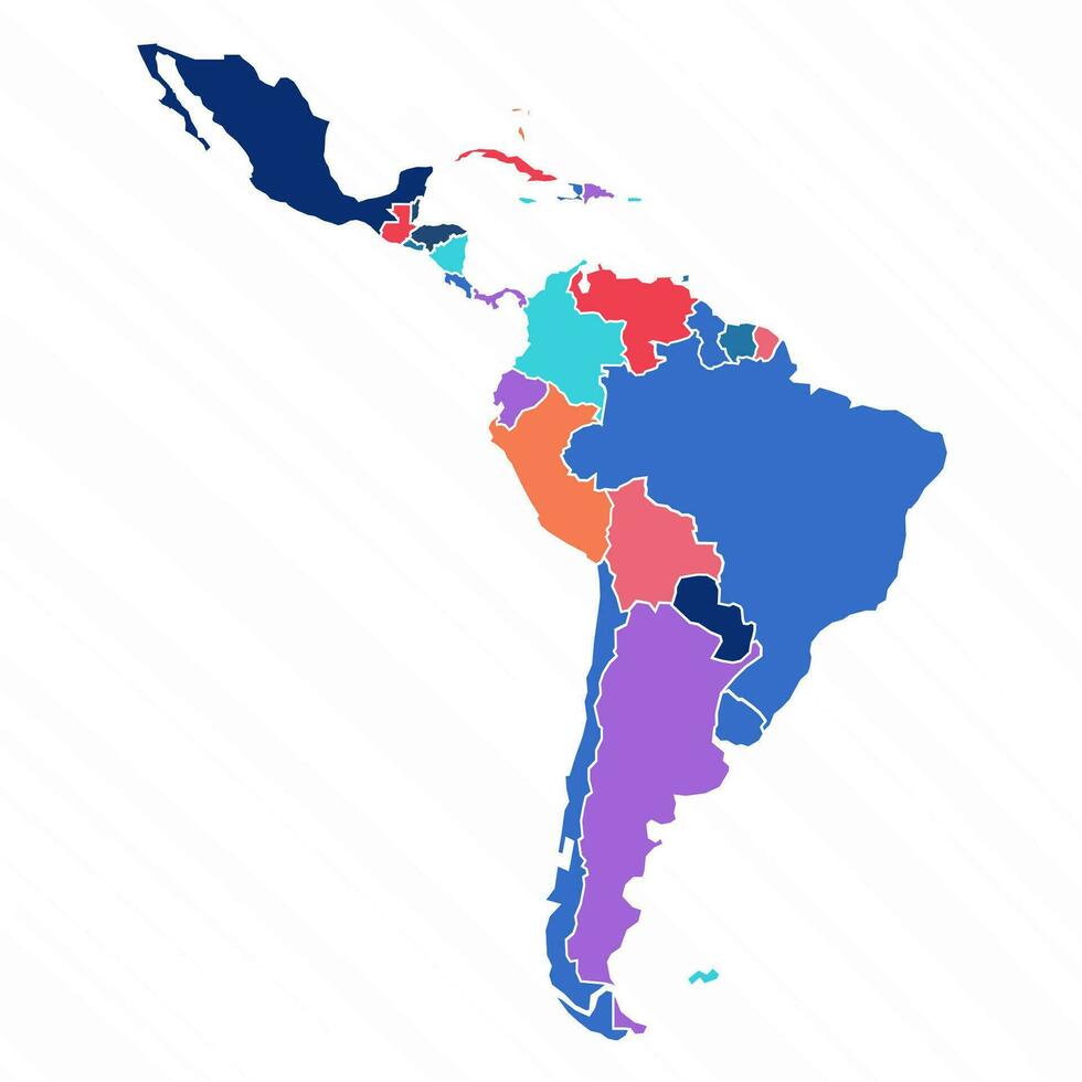 Mehrfarbig Karte von Latein Amerika mit Länder vektor