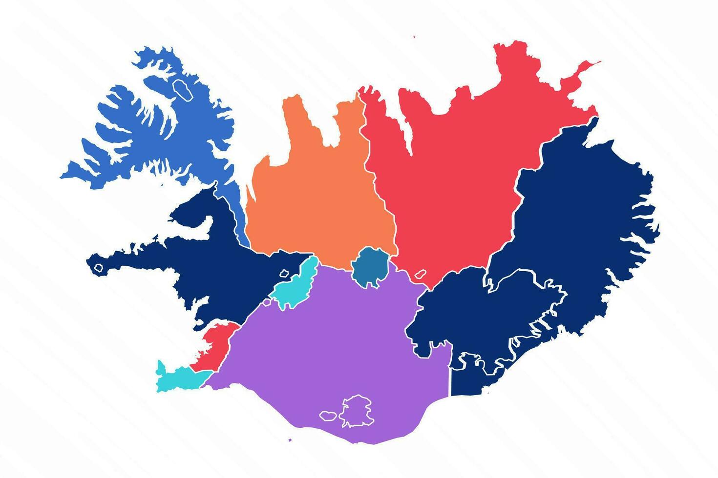 Flerfärgad Karta av island med provinser vektor