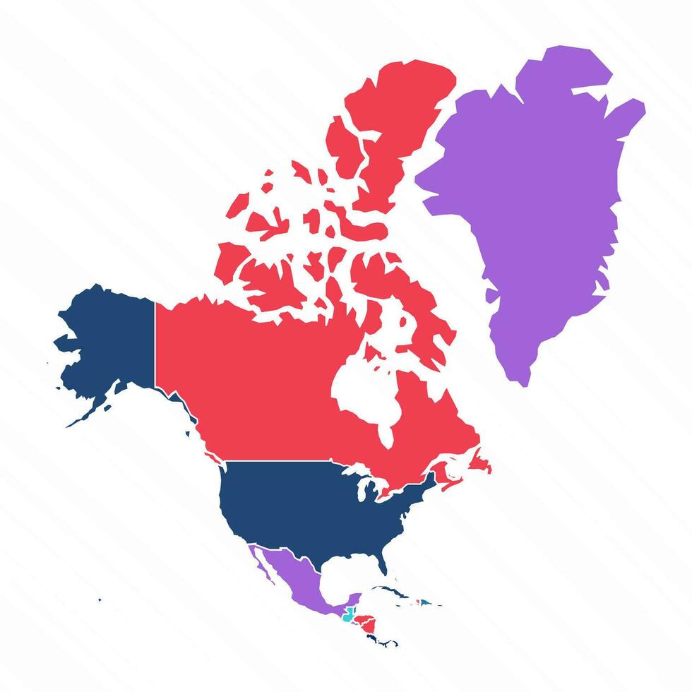 Mehrfarbig Karte von Norden Amerika mit Länder vektor