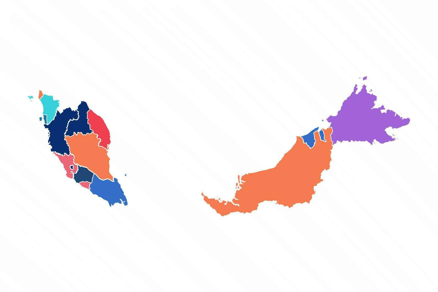 Mehrfarbig Karte von Malaysia mit Provinzen vektor