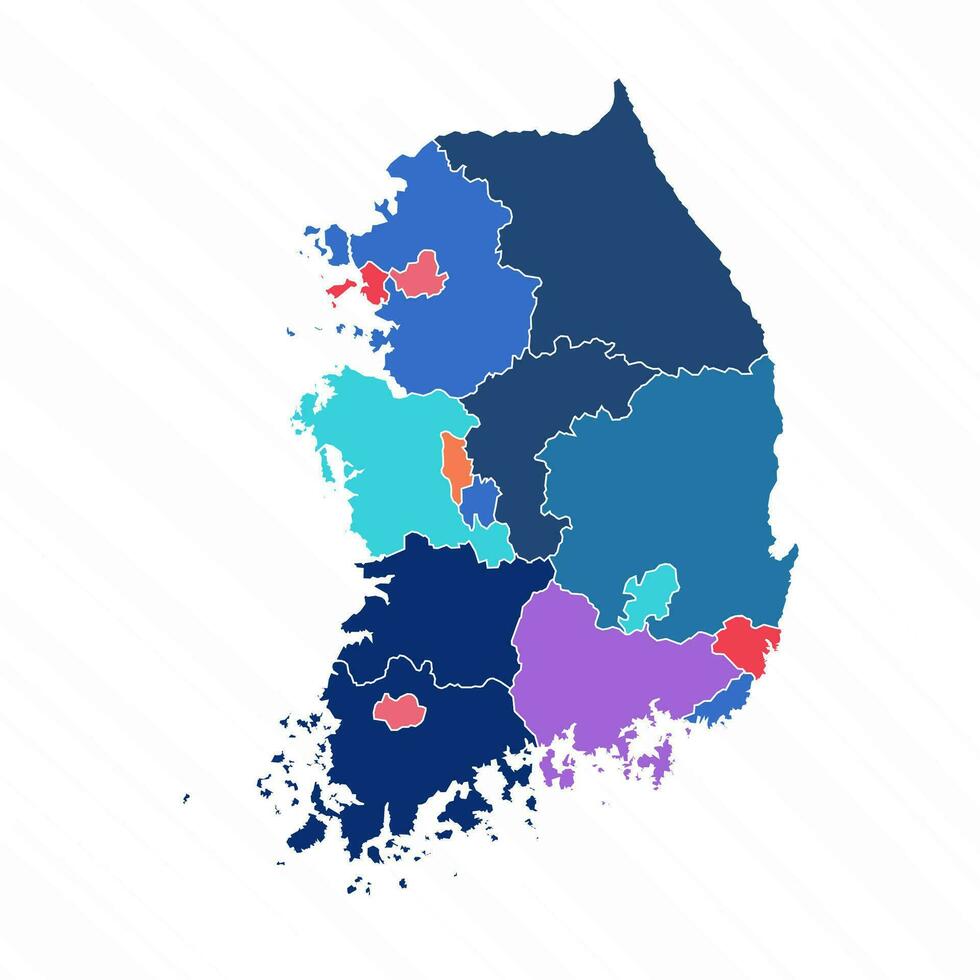 Flerfärgad Karta av söder korea med provinser vektor