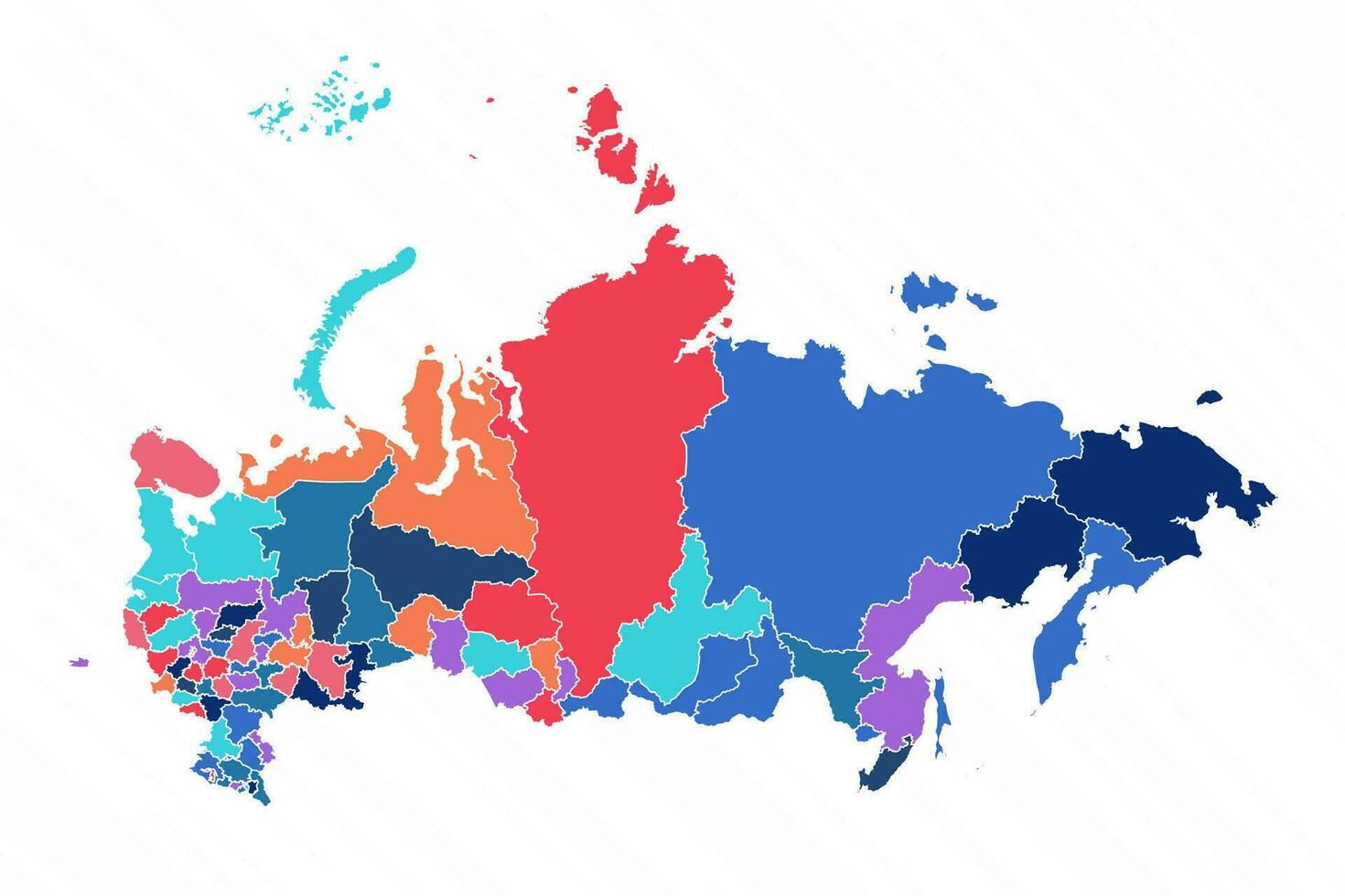 Flerfärgad Karta av ryssland med provinser vektor