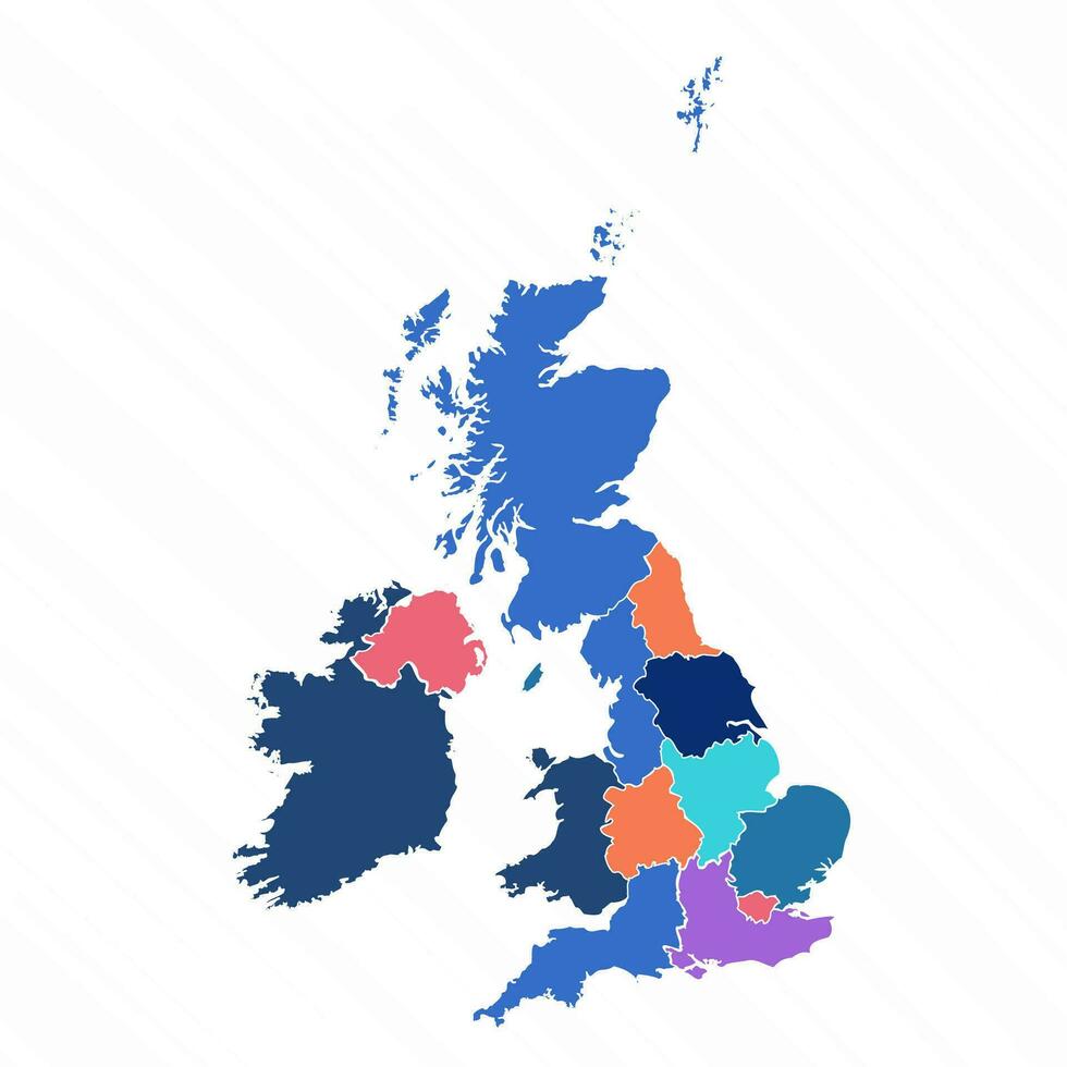 Flerfärgad Karta av Storbritannien med färgad länder vektor