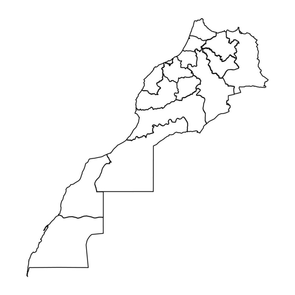 översikt skiss Karta av marocko med stater och städer vektor