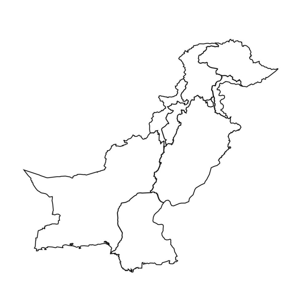 översikt skiss Karta av pakistan med stater och städer vektor