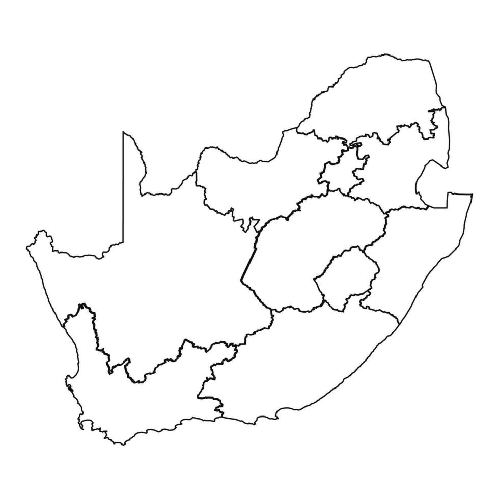 översikt skiss Karta av söder afrika med stater och städer vektor