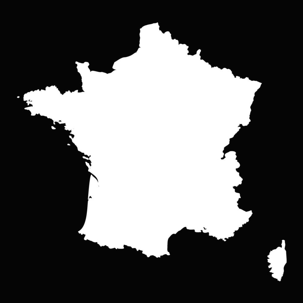 einfach Frankreich Karte isoliert auf schwarz Hintergrund vektor