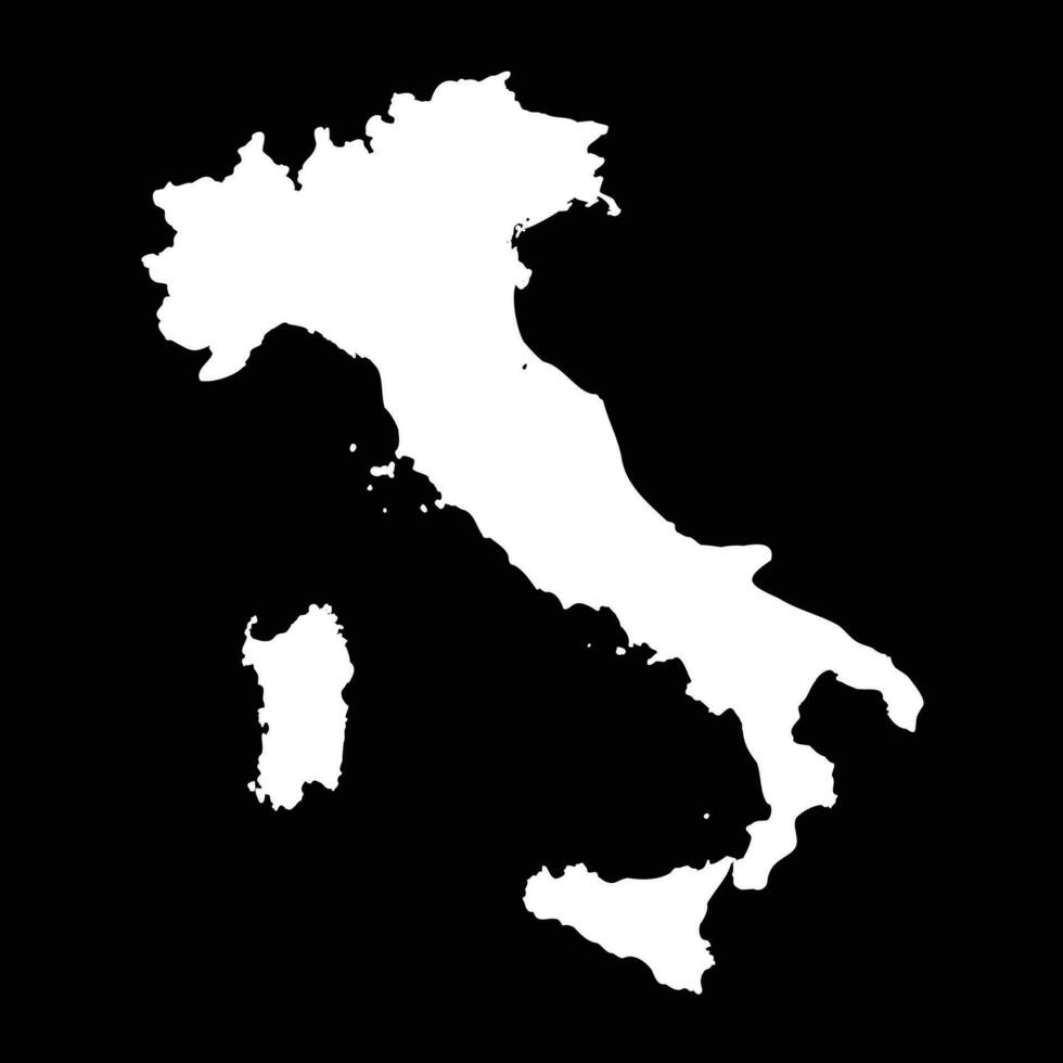 einfach Italien Karte isoliert auf schwarz Hintergrund vektor