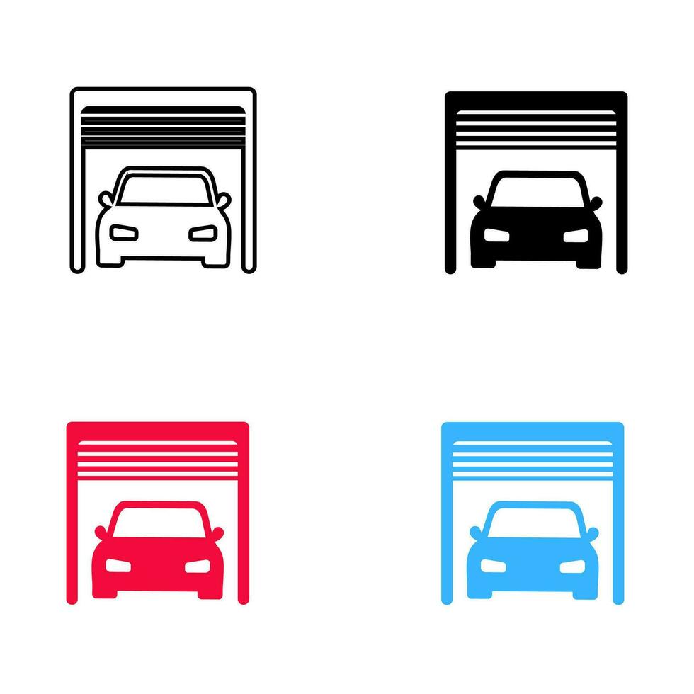 abstrakt bil i garage symbol silhuett illustration vektor