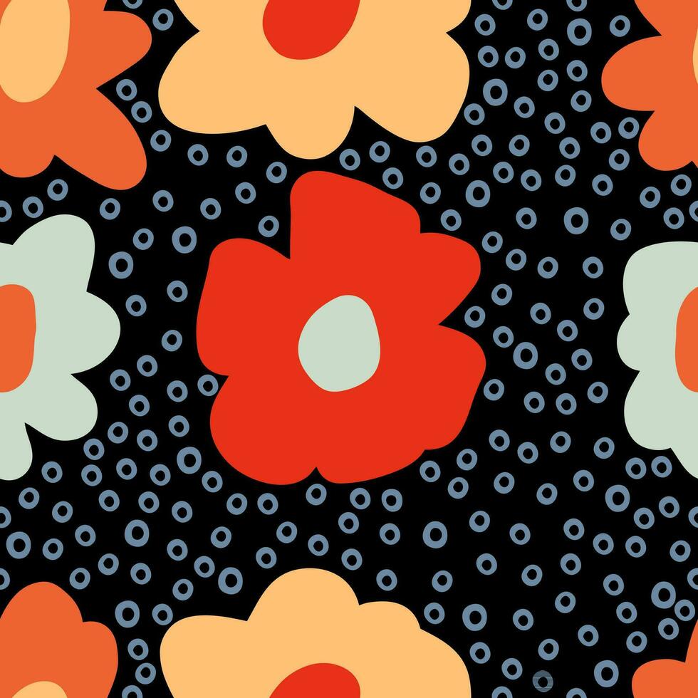 tropisch Blumen Sommer- nahtlos Muster im 1970 retro Stil. perfekt drucken zum Tee, Papier, Textil- und Stoff. vektor