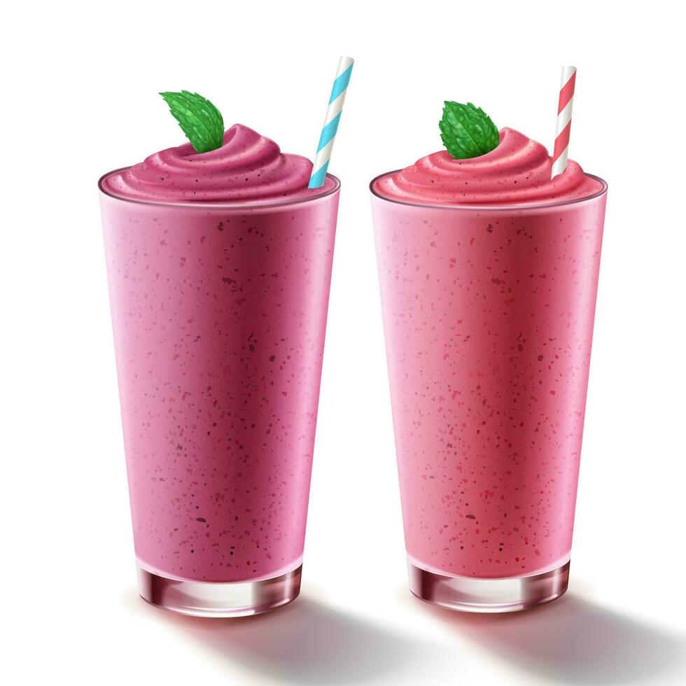 blanda bär smoothie i glas kopp i 3d illustration vektor