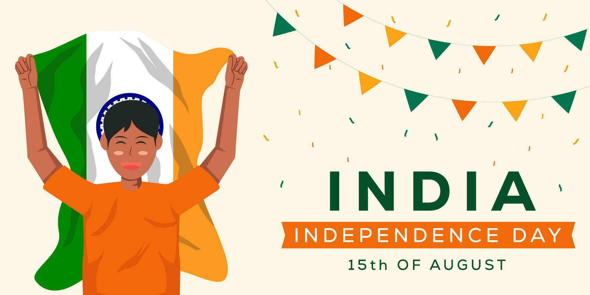 Vektor Indien Unabhängigkeit Tag Design mit Person tragen indisch Flagge