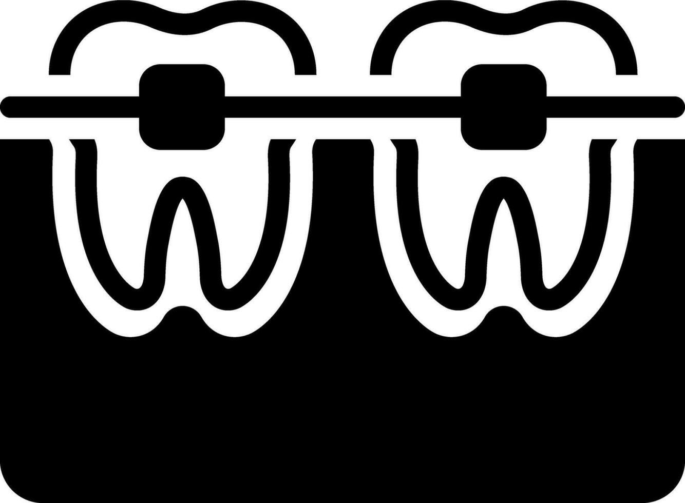 fast ikon för tand med tandställning vektor